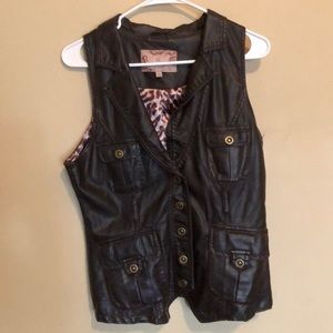 Dark brown faux leather vest